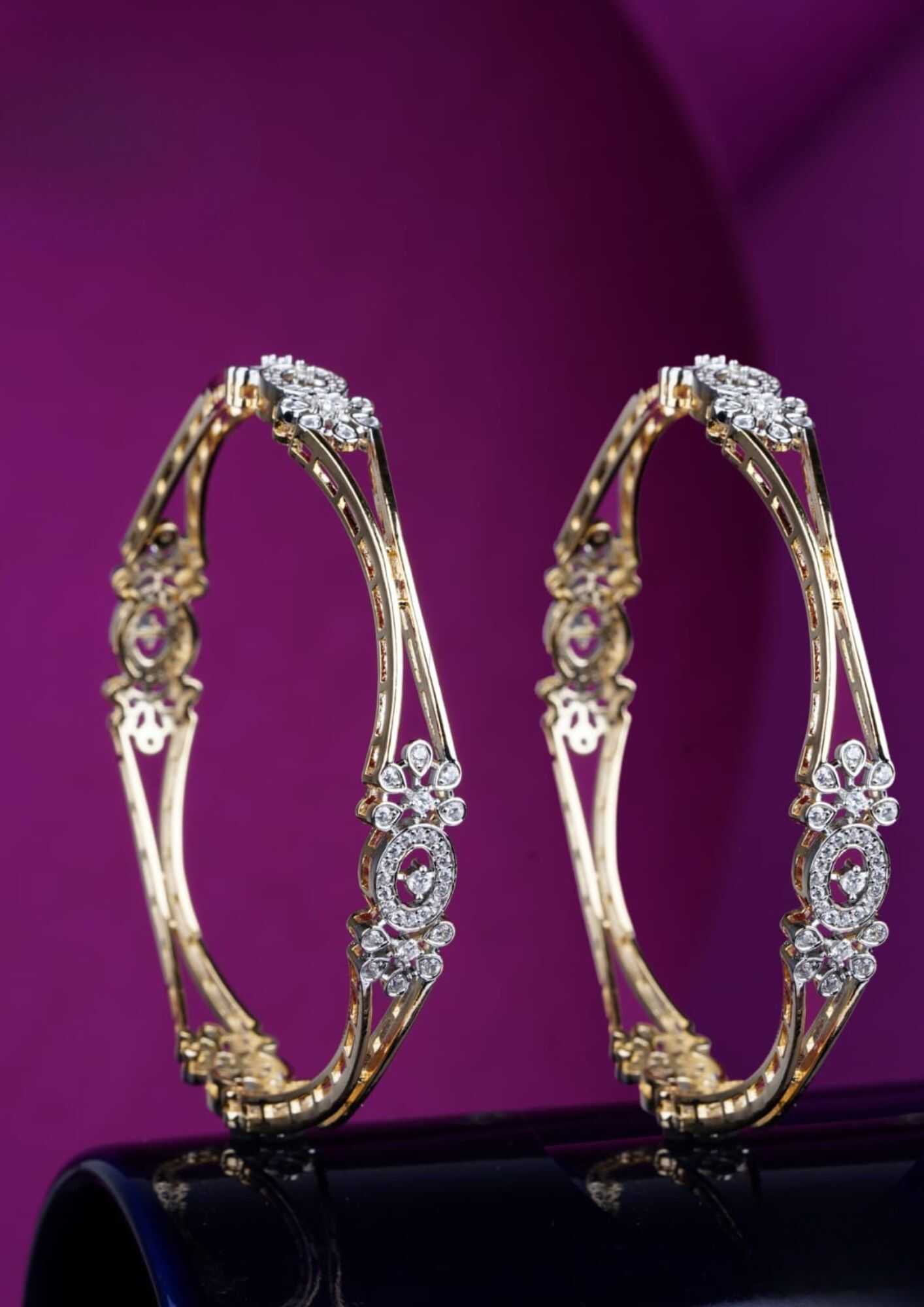 American diamond gold plated bangles