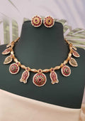 Kempu stones 18k gold plated necklace with earrings