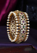 Kundan stones matt finish openable Bracelet (Kada)