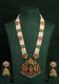 Jadau kundan and beads Laxmi devi pendent necklace with earrings
