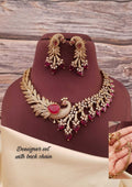 Kundan stones peacock designer necklace with earrings