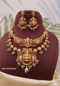 Kundan beads temple jewelry gold plated necklace with earrings