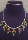 Jadau kundan beads with strawberry mala