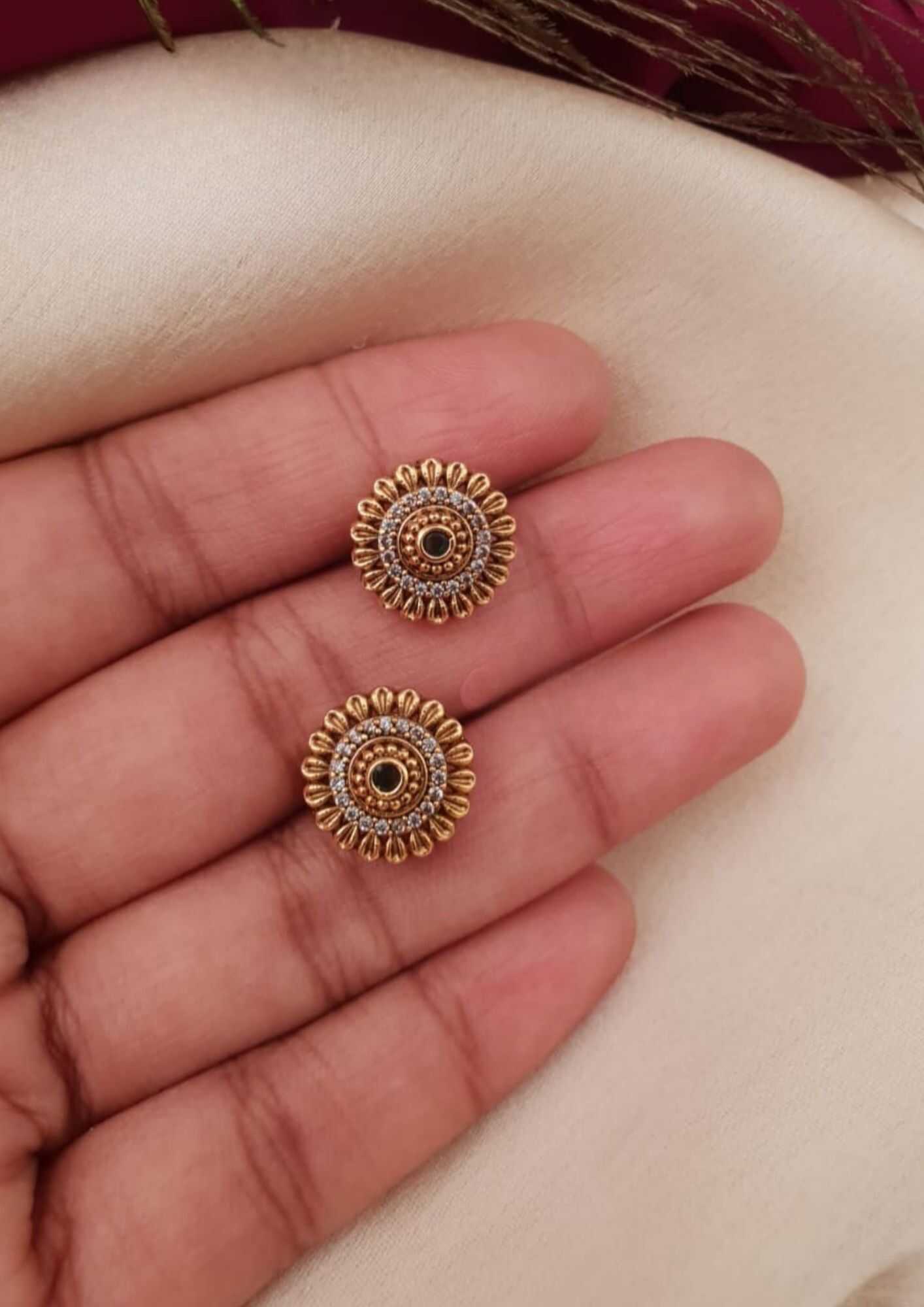 Kundan stone 18k gold platted studs