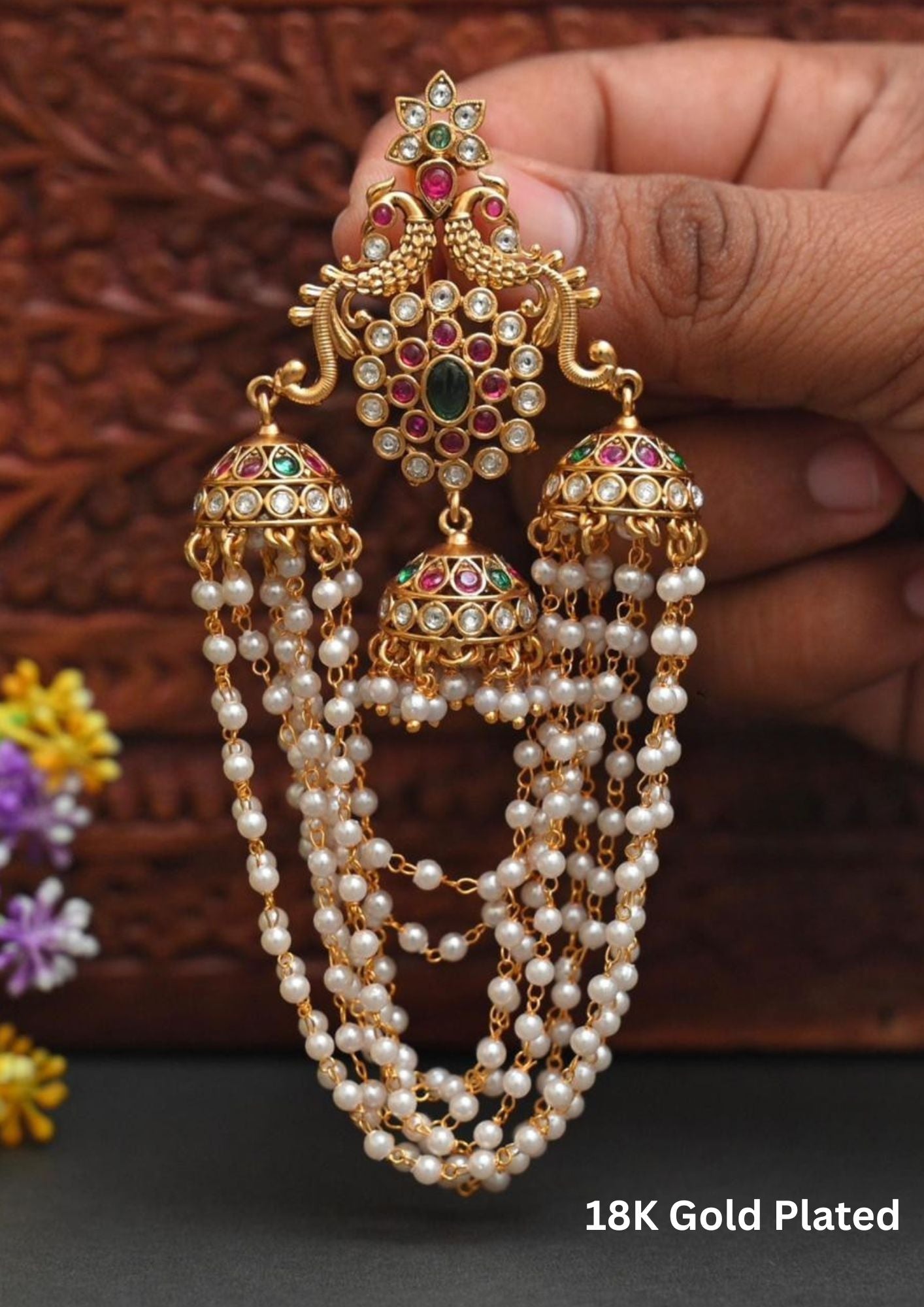 kundan stone and beads hair accessories