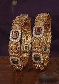 Kundan stones gold plated temple jewellery bangles