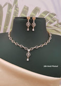 American diamond gold plated necklace with earrings