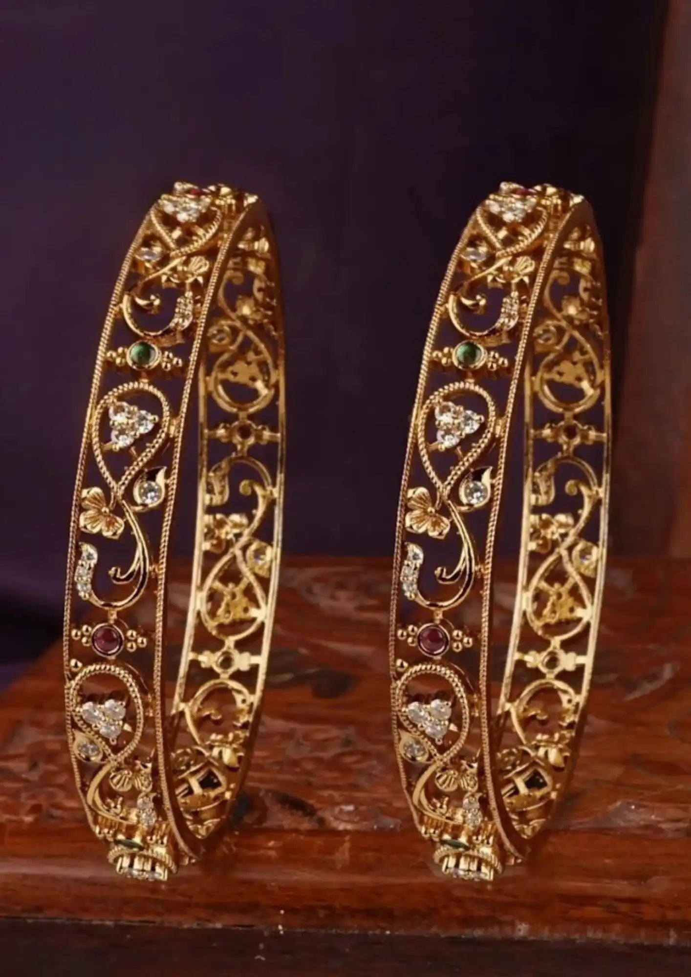 Kundan stones gold plated  bangles