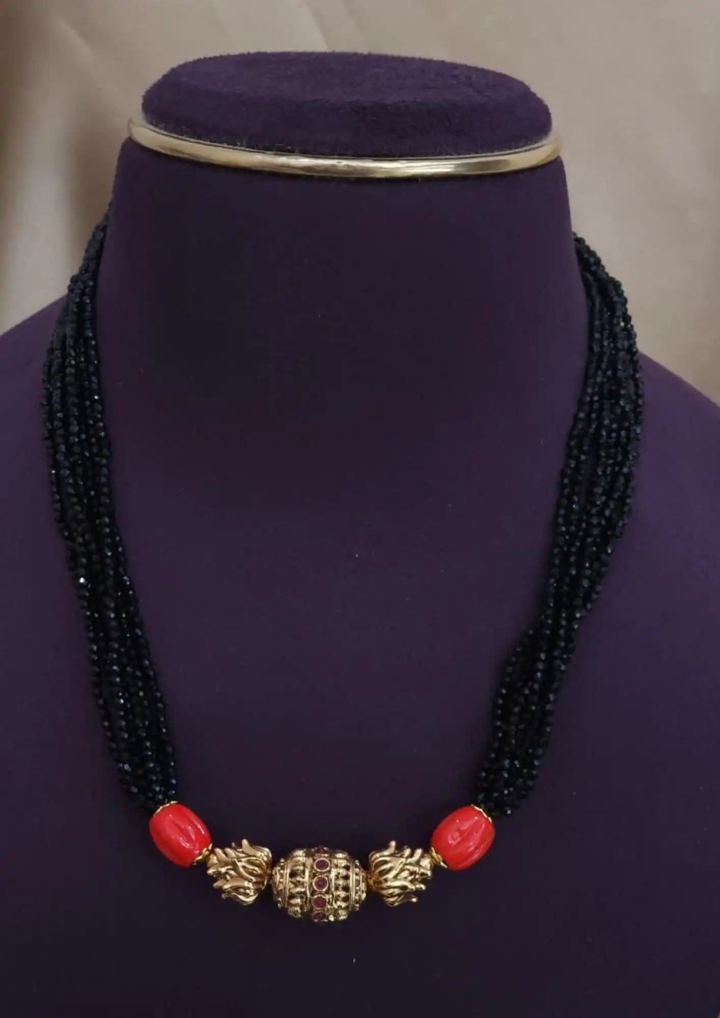 Kundan and Coral 18k gold platted mangalsutra