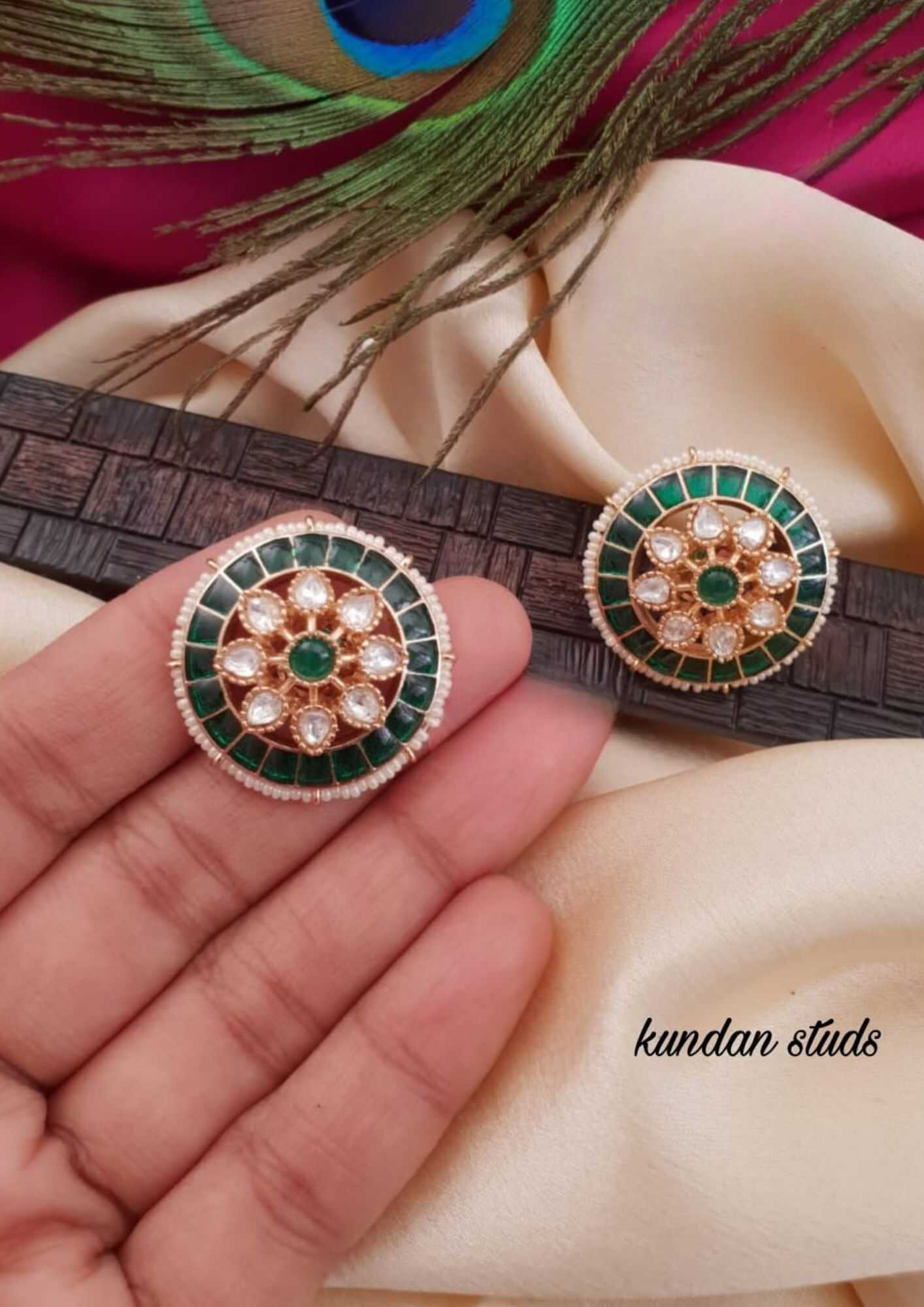 Kundan stones 18k gold plated studs