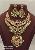 Jadau kundan and beads necklace with earrings