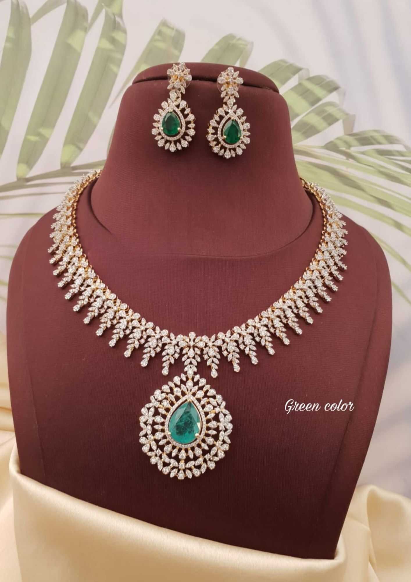 American diamond stones necklace with earrings