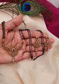 Kundan stones 18k gold platted black beads mangalsutra