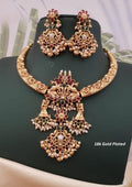 Kundan stone gold plated necklace with earrings