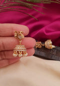 Kundan beads gold plated earrings