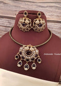 Kundan stones peacock design 18k gold plated detachable pendent necklace with earrings