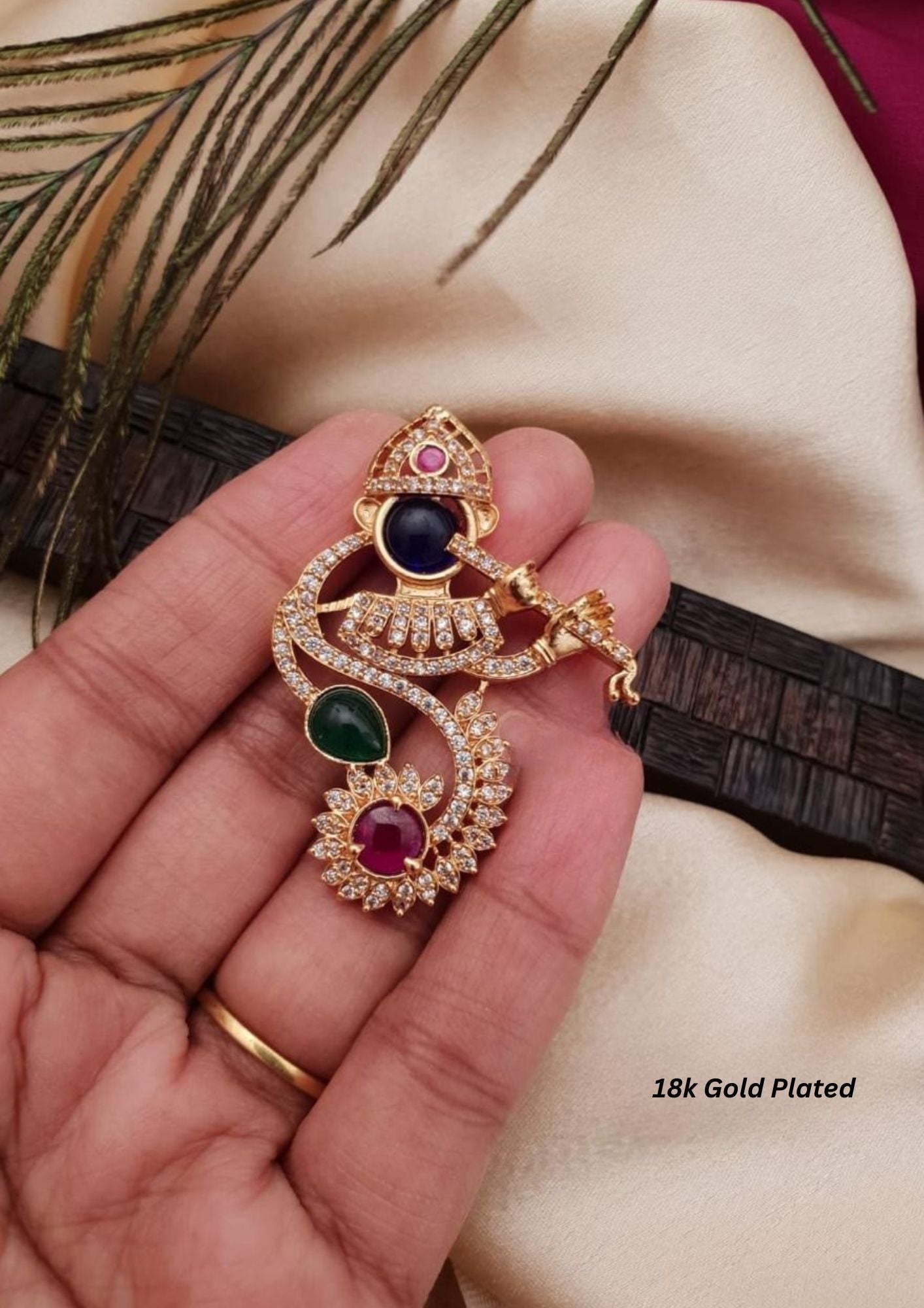 Lord krishna gold plated pendant