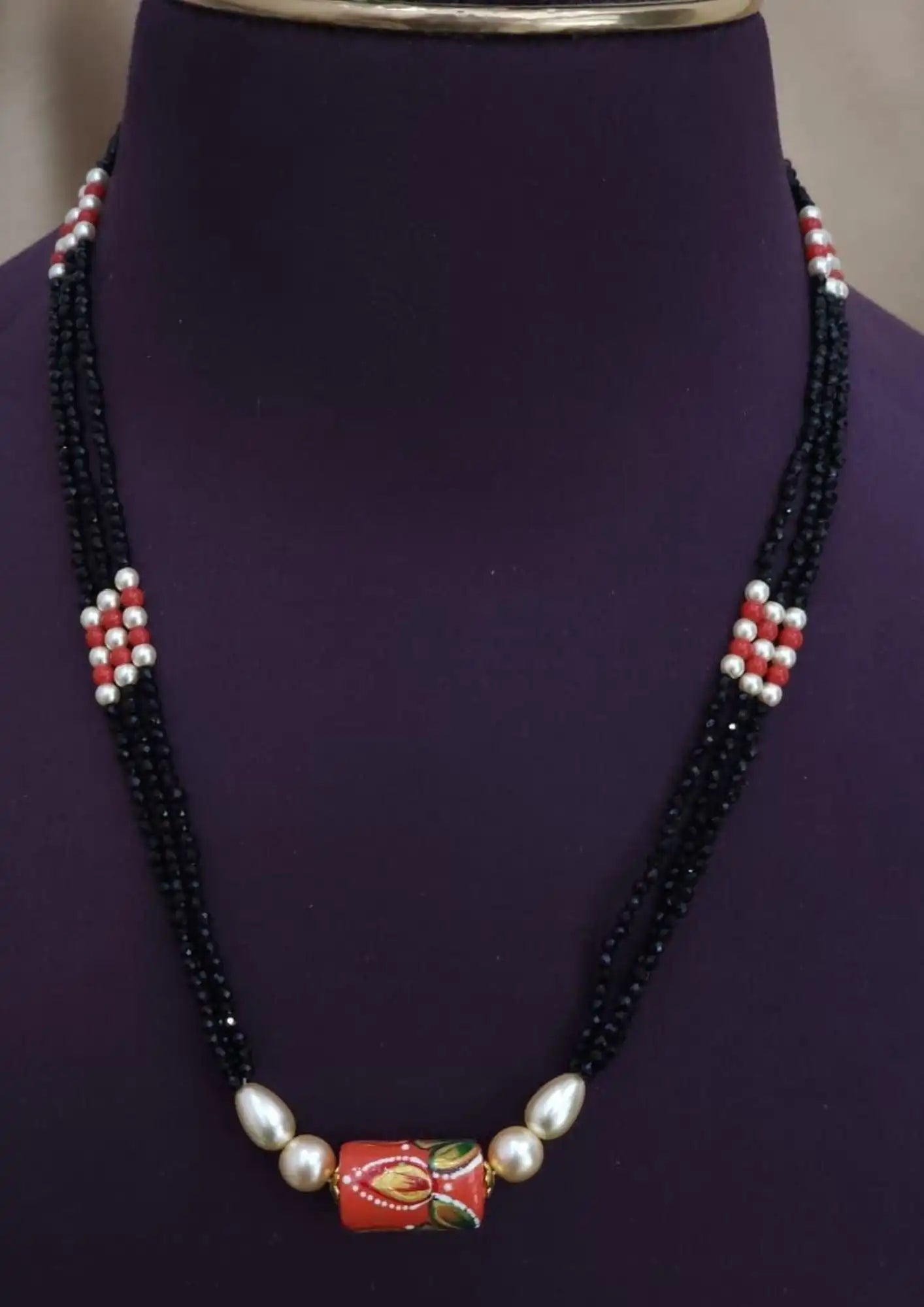 Kundan and coral Black Beads Mangalsutra Festive Jewellery |