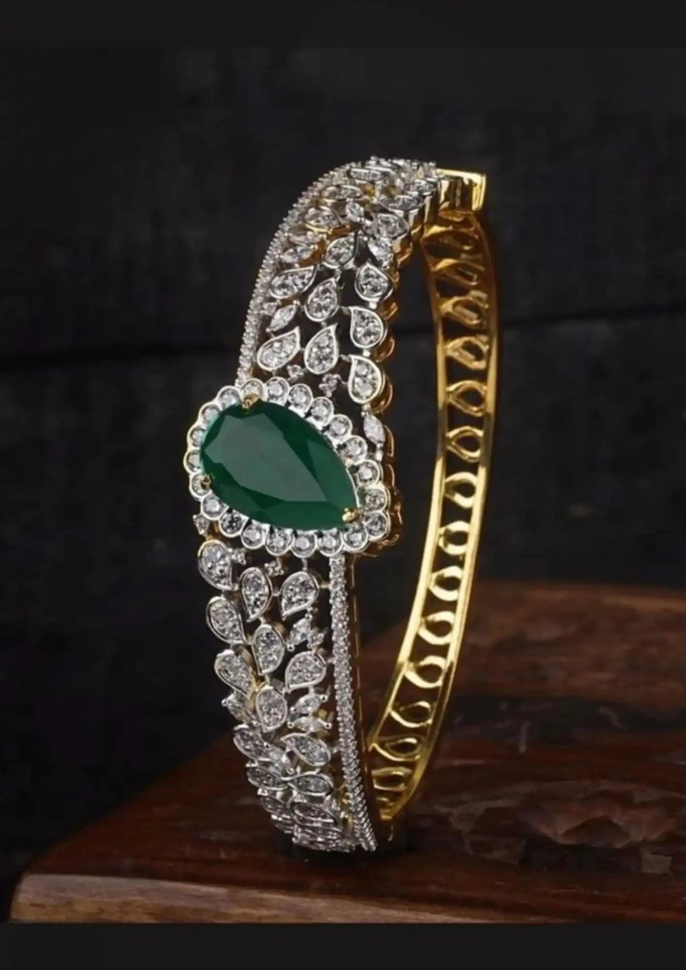 American diamond stone gold plated kada