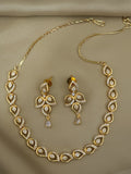 American diamond 18k gold plated necklace with earrings