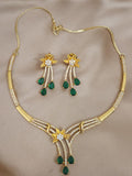 American diamond 18k gold plated necklace with earrings