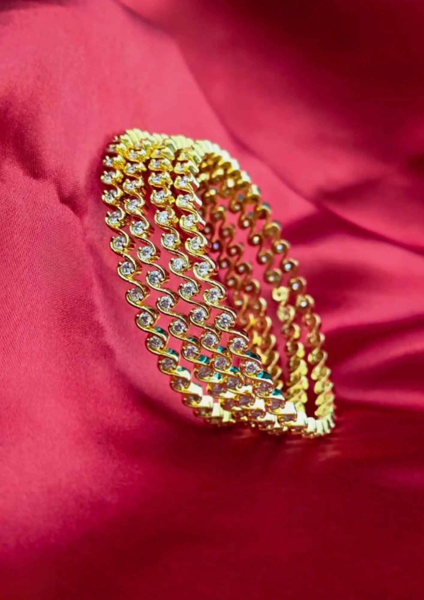 Kundan stones gold plated bangles set of 4