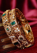 Kundan stones gold plated bangles