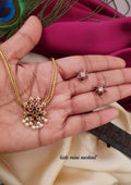 Kempu stone lotus design kids mini necklace with floral earrings