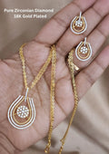 American diamond floral design 18k gold platted  necklace with earrings