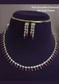 American diamond 18k gold platted necklace with earrings
