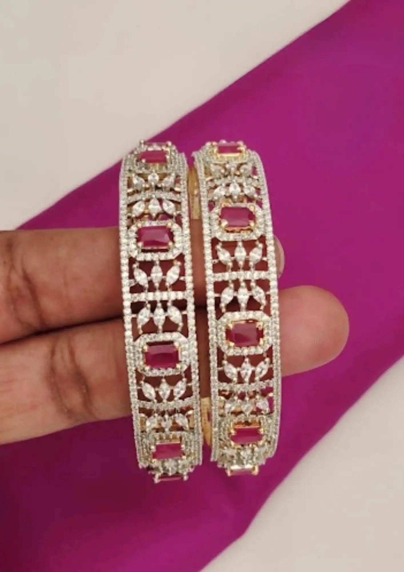 American diamond stone gold plated bangles