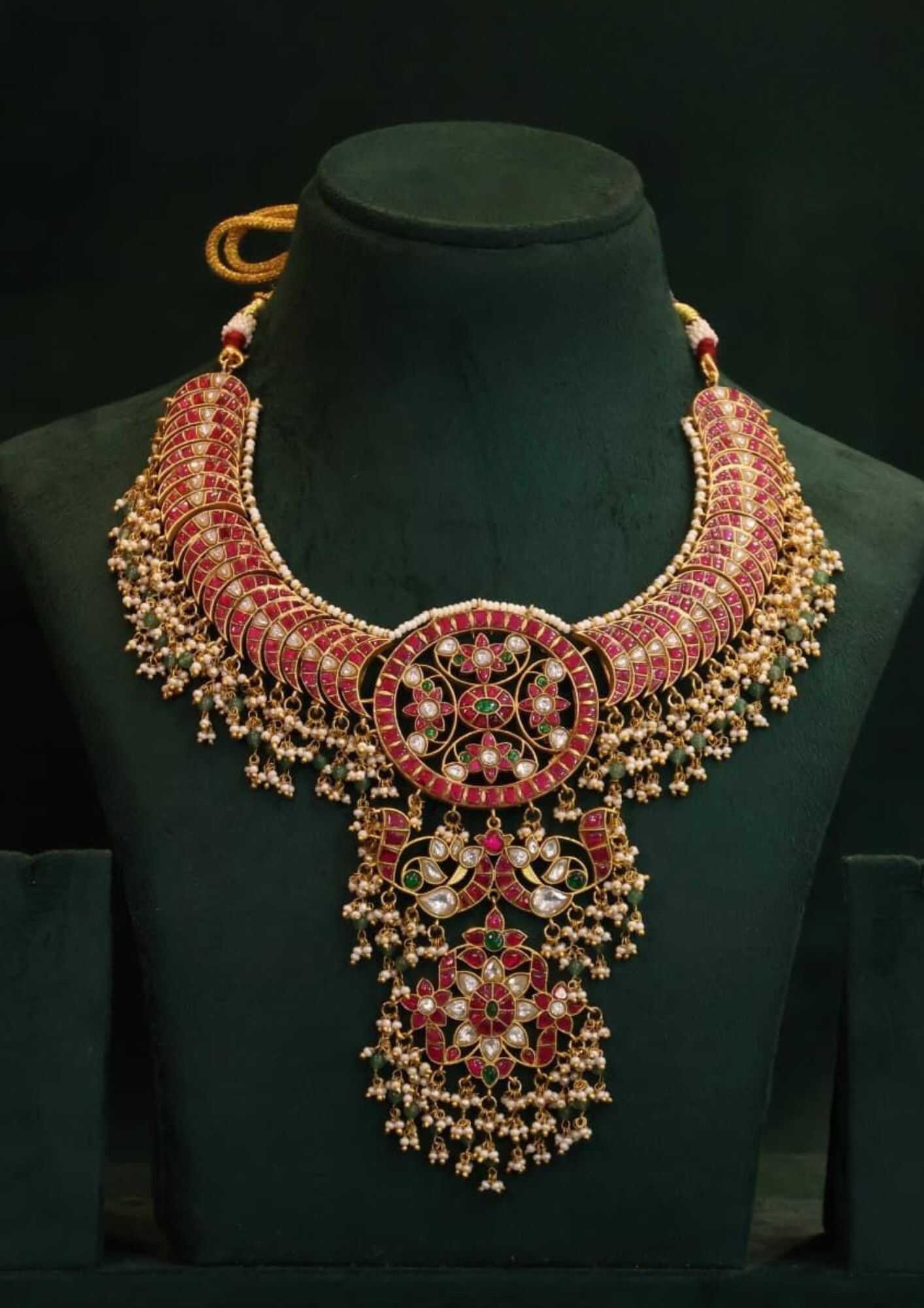 Jadau kundan bridal gold plated necklace