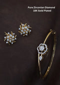 Pure Zirconian Diamond Gold Plated Openable Bracelet And Studs Combo