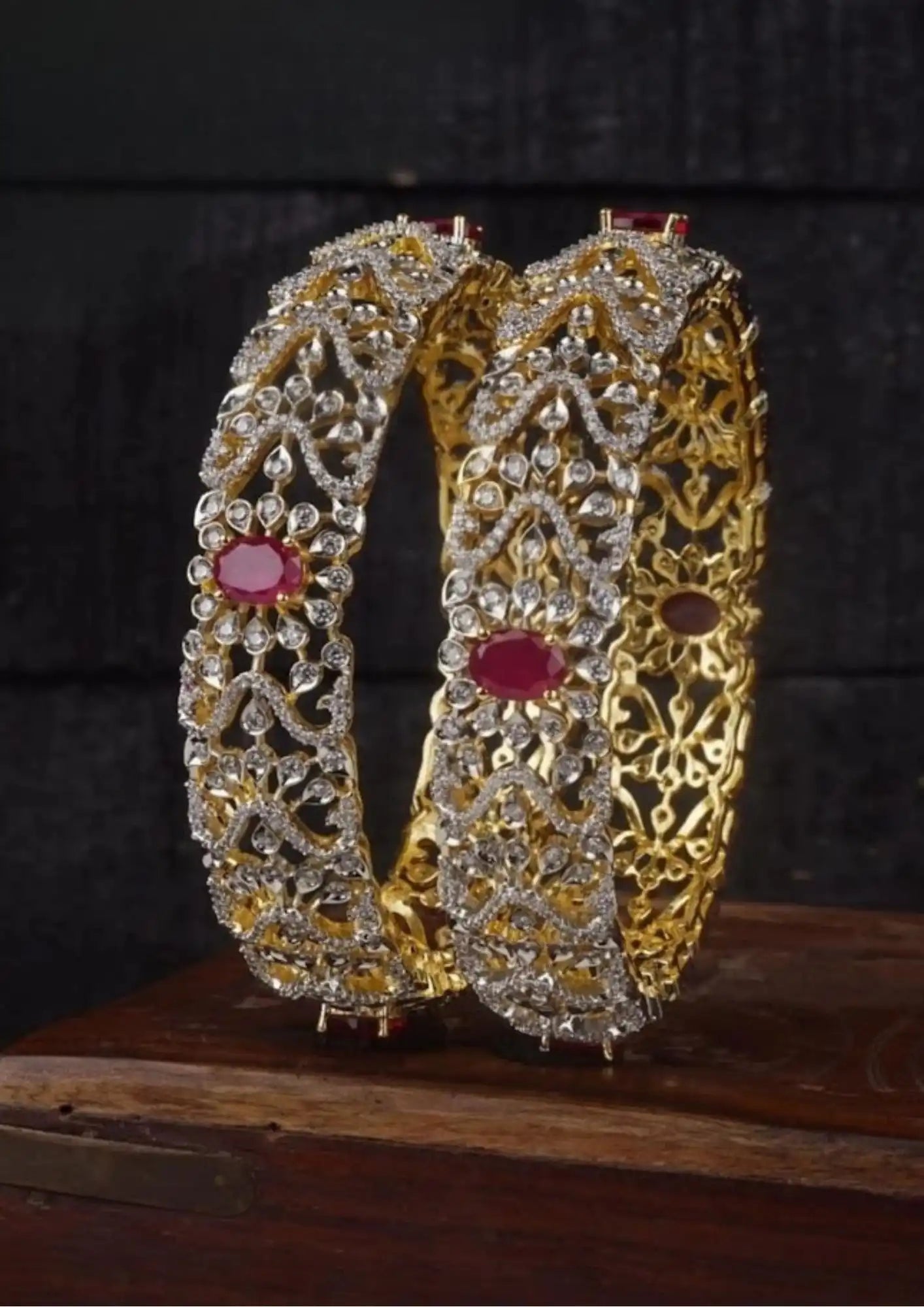 American diamond stone gold plated bangles