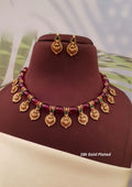 kundan temple jewelry gold plated necklace with earrings