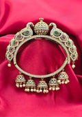 Kundan stone gold plated peacock Kada