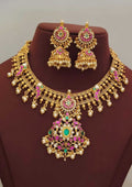 Jadau kundan bridal gold plated necklace with earrings