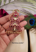 Real kempu stones Load Hanuman Temple jewellery 18k gold platted Pendent