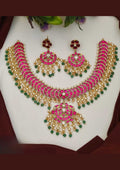 Jadau kundan bridal gold plated necklace with earrings