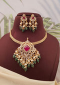 Kundan stone gold plated necklace with earrings
