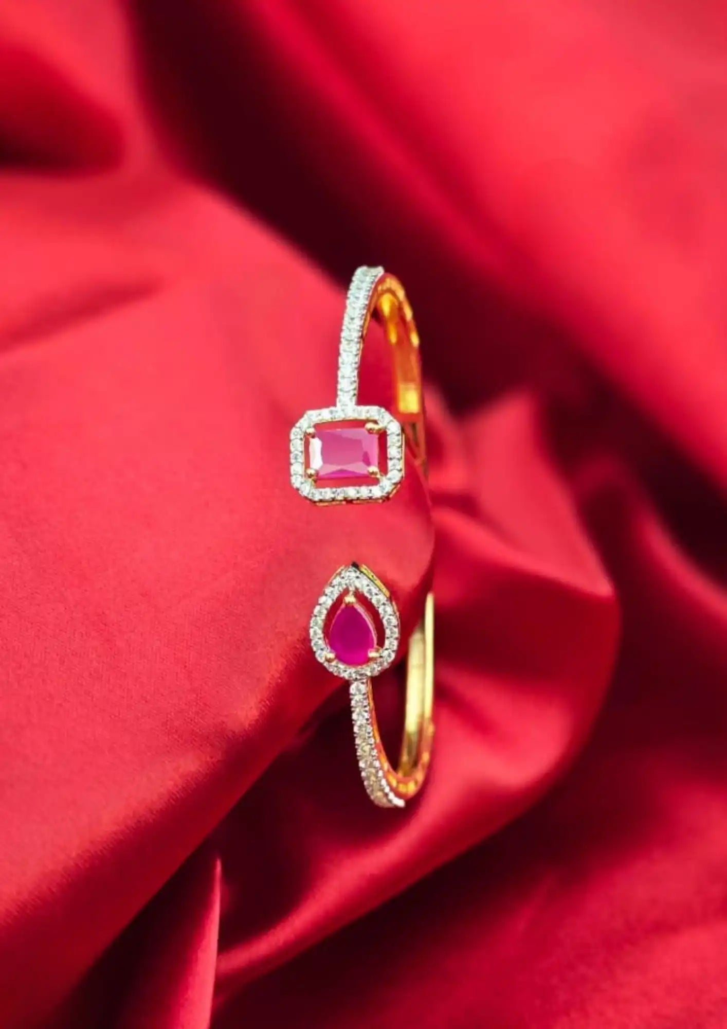 American diamond stone gold plated bracelet (Kada)