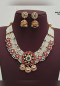 Jadau kundan bridal gold plated necklace with earrings