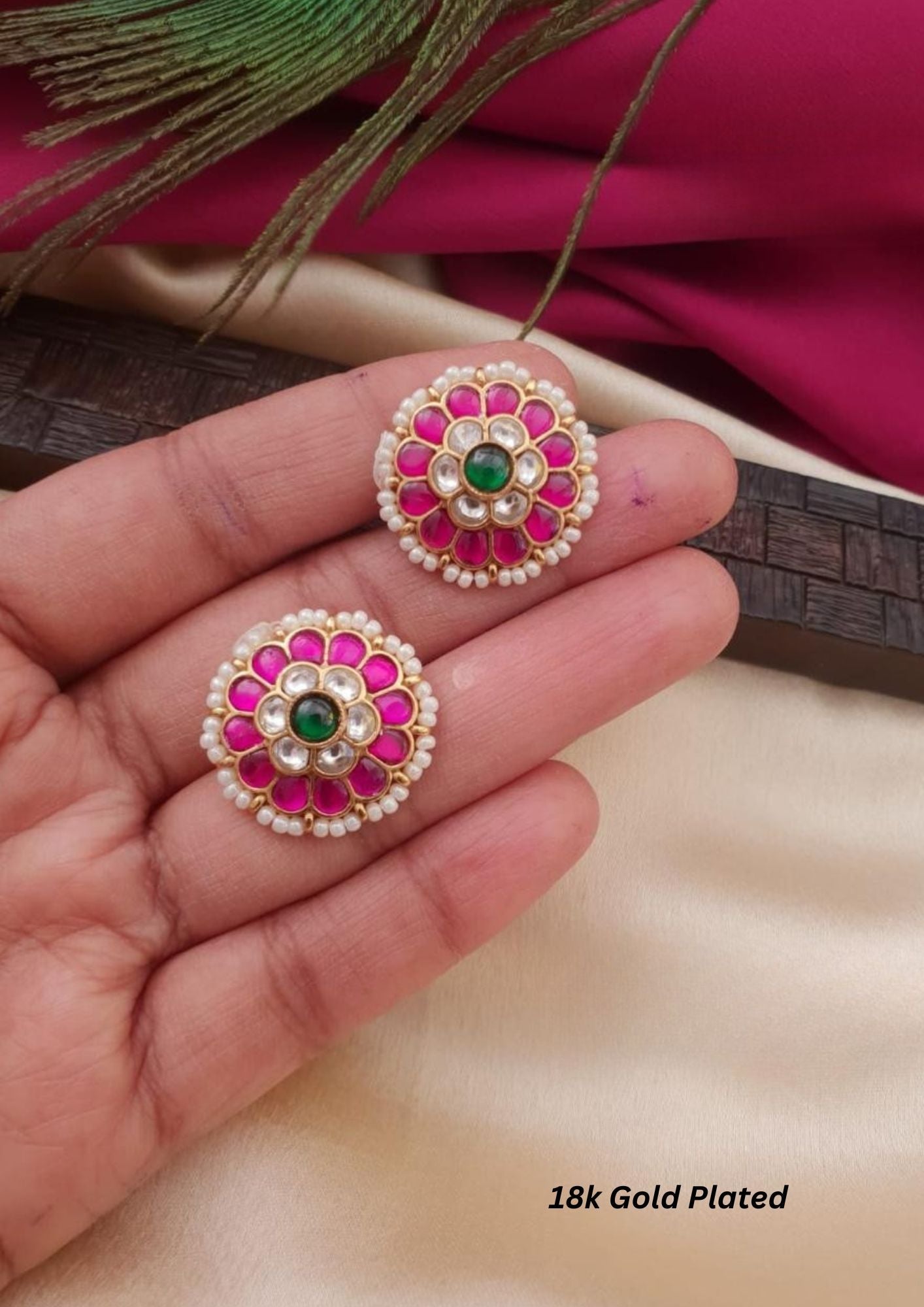 Jadau kundan gold plated earrings