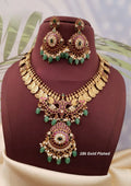 Kemp stone temple jewelry gold plated necklace with earrings