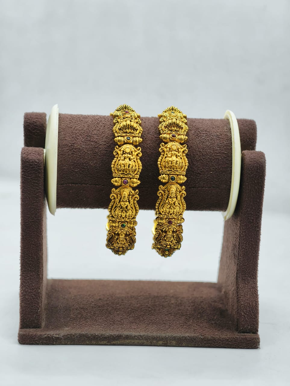 Kundan stone 18k gold plated temple jewellery bangles