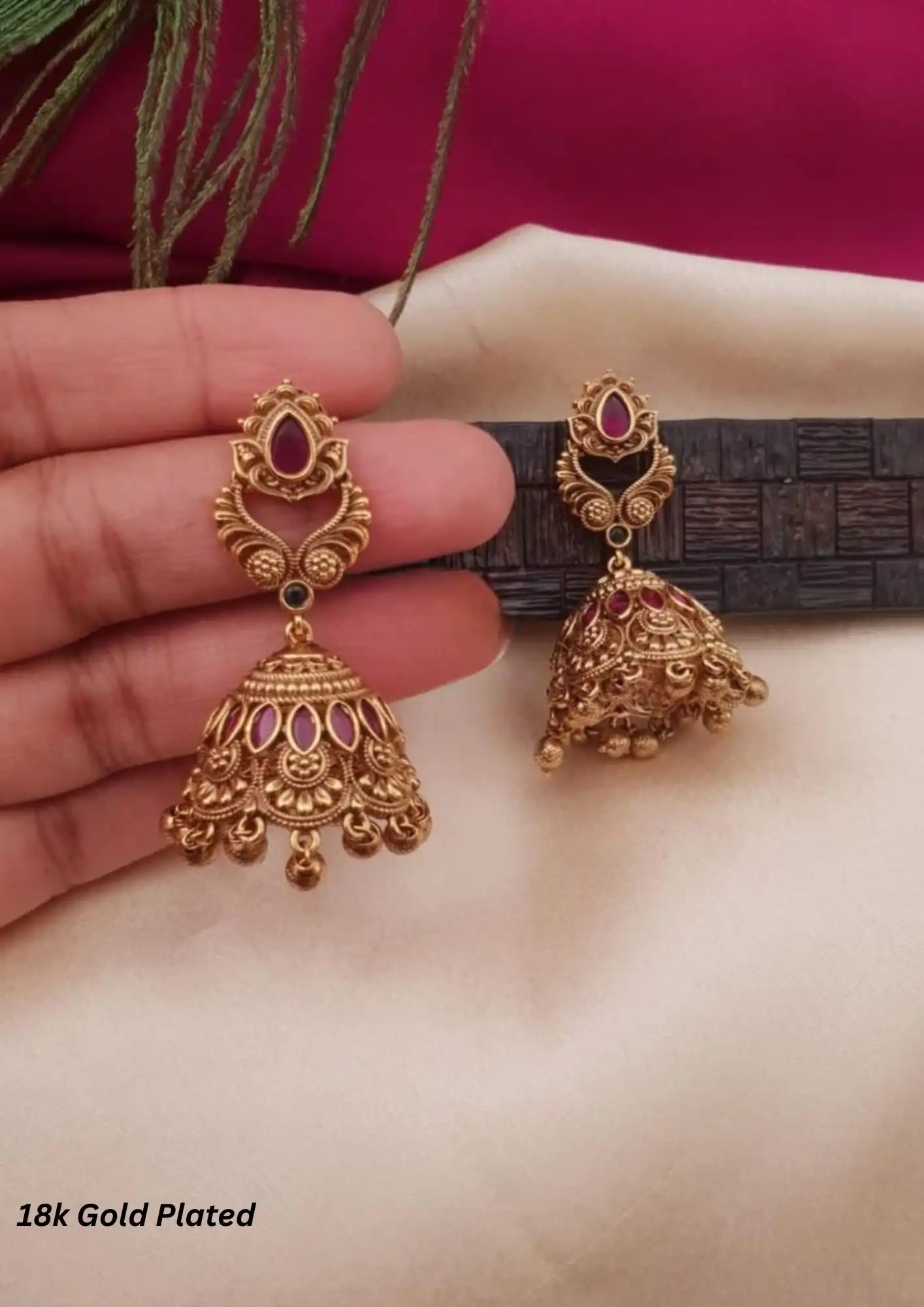 Kundan stone gold plated earrings