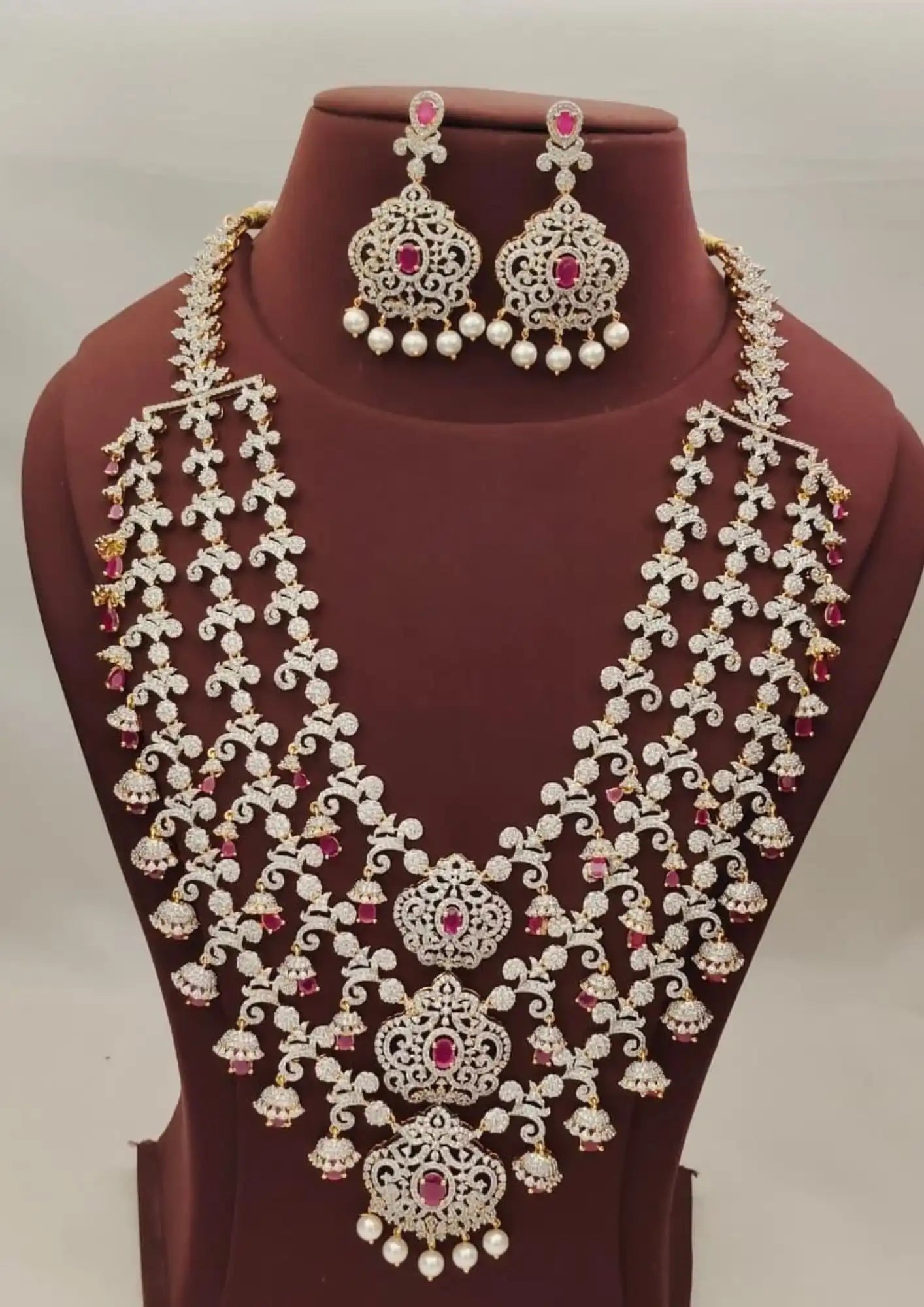 Pure Zirconian Diamond bridal Necklace with Earrings