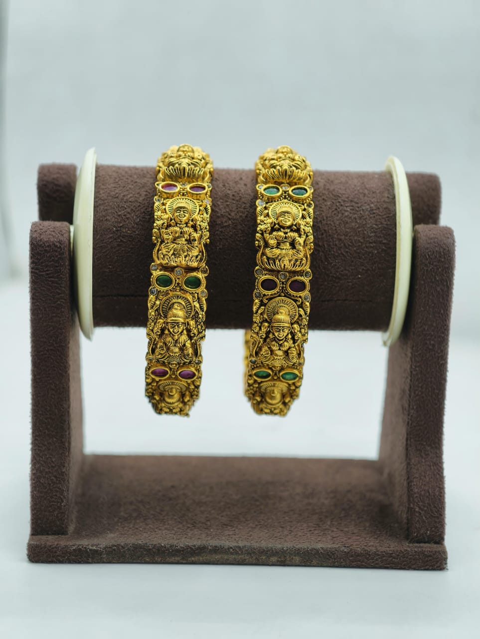 Kundan stone 18k gold plated temple jewellery bangles