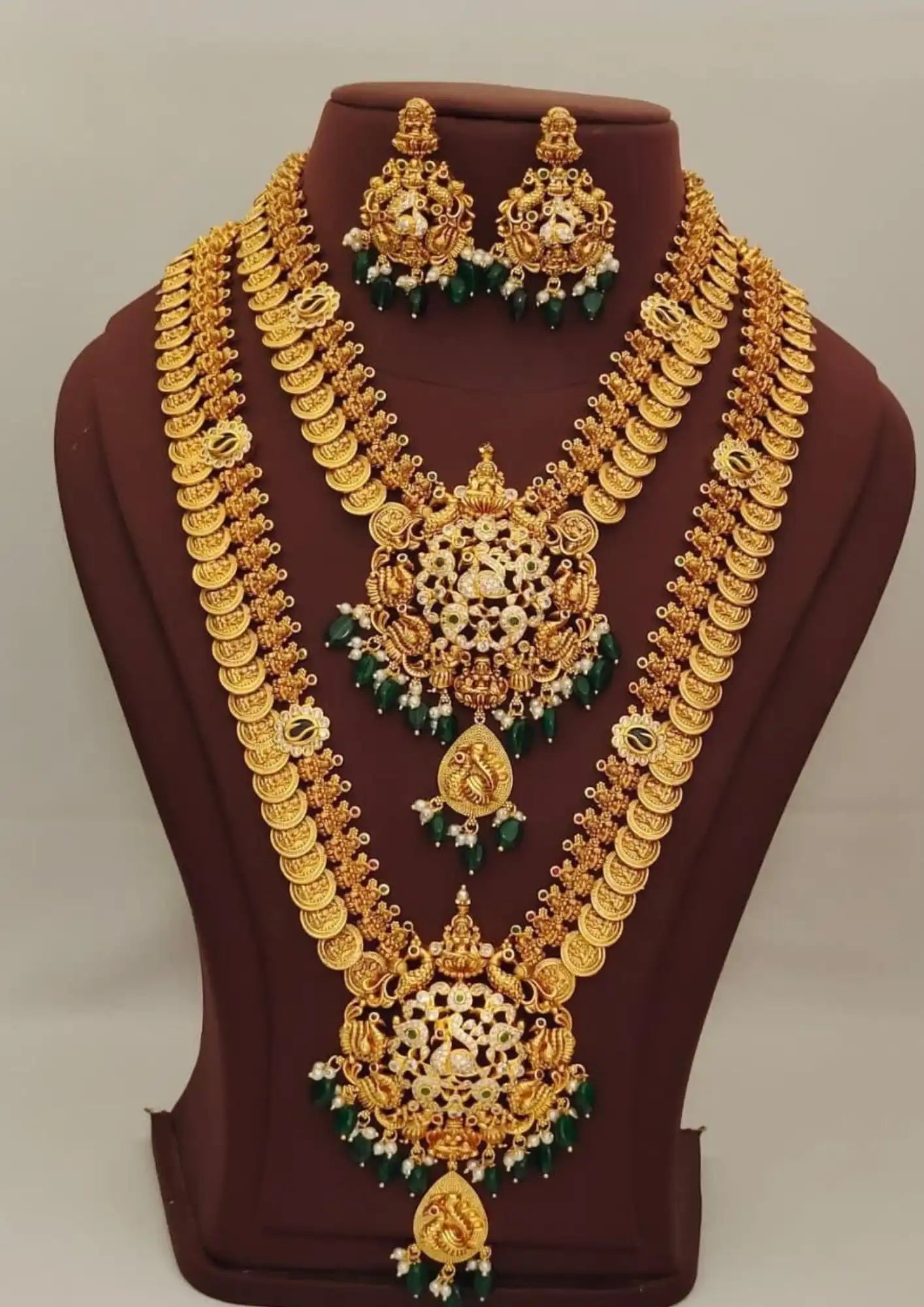 Kudan Temple jewelry Heavy bridal set necklace with earrings
