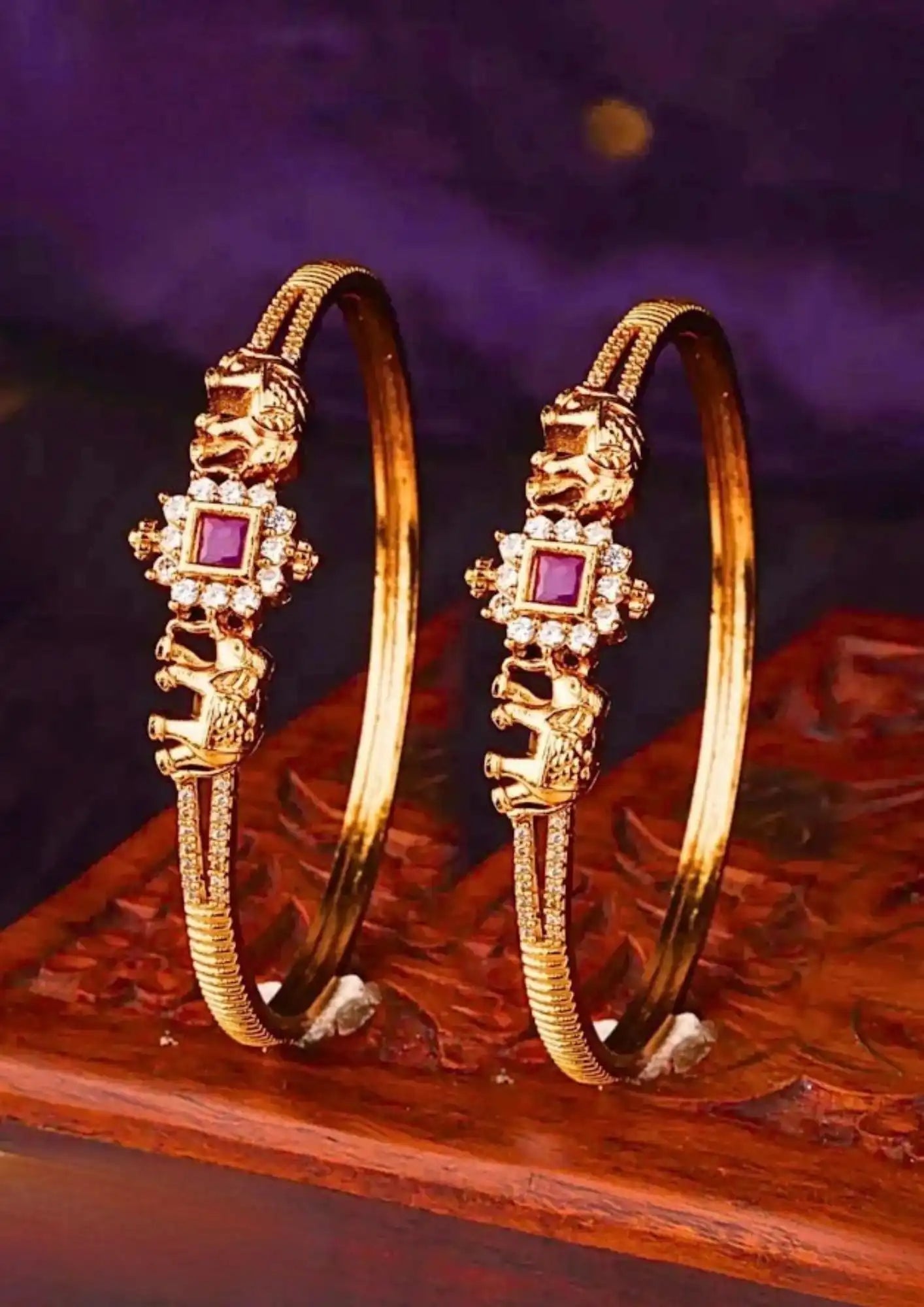 Kundan stone  gold plated bangles